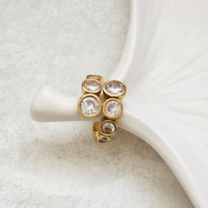 Diamond Crossover Ring | Gold Waterproof Diamond Ring | Safana Jewellery