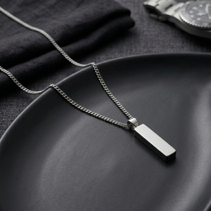 Men's Cuban Link Vertical Bar Silver Chain | Men's Jewellery