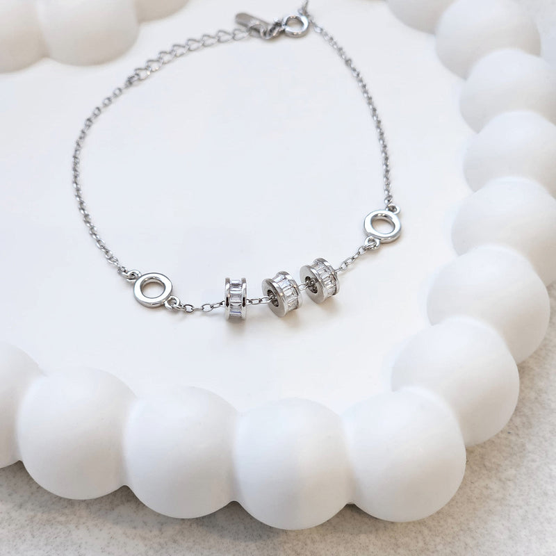 Baguette Diamond Bracelet Silver, dainty silver bracelet