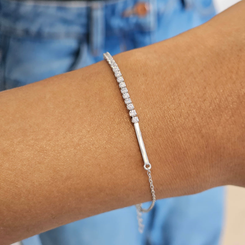 dainty silver crystal bracelet riva