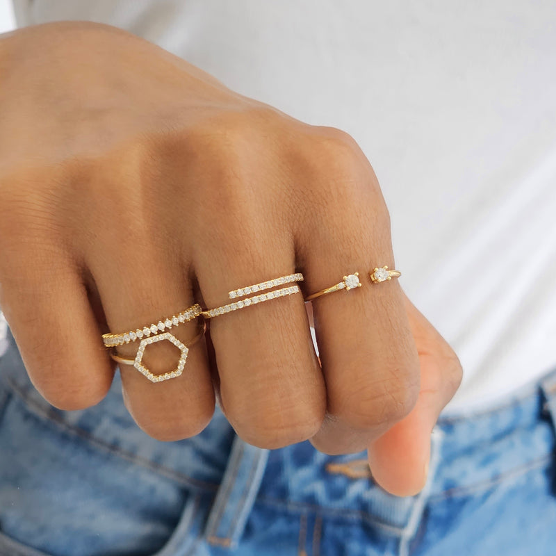 dainty two diamond gold ring
