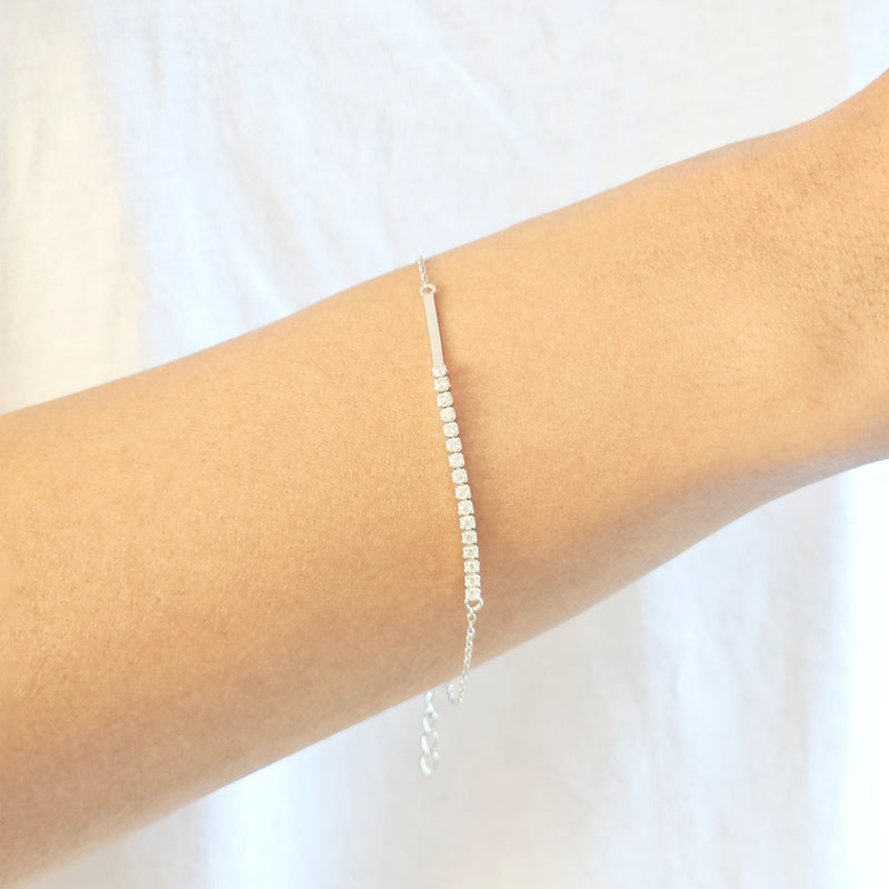 Crystal Bracelet Riva Silver, dainty minimalist stacking bracelet