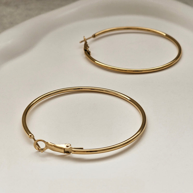 Classic Hoop Earrings Gold I Non Tarnish Gold Hoops I Safana Jewellery