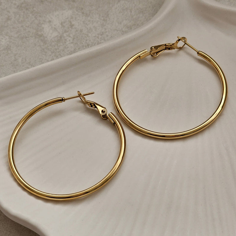 Classic Hoop Earrings Gold I Non Tarnish Gold Hoops I Safana Jewellery