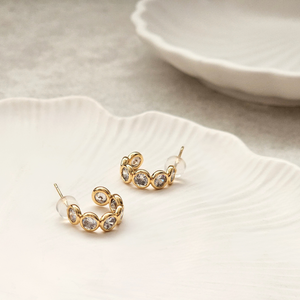 Diamond Bezel Hoops Gold | Waterproof Jewellery