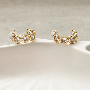 Diamond Bezel Hoops Gold | Waterproof Jewellery