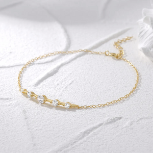 Diamond Station Bracelet, layering gold bracelet