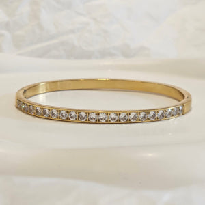 Row Of Diamond Bangle, stacking gold bangle