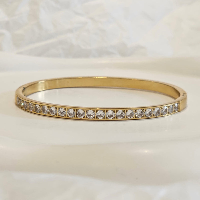 Row Of Diamond Bangle, stacking gold bangle