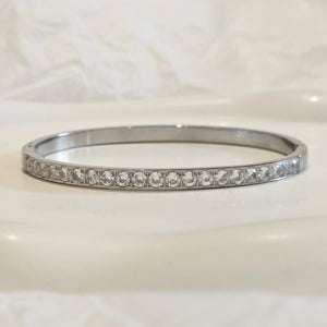 Row Of Diamond Bangle, tarnish free stacking bangles