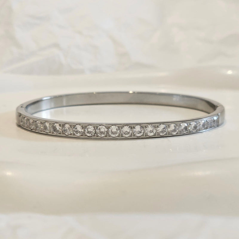 Row Of Diamond Bangle, tarnish free stacking bangles