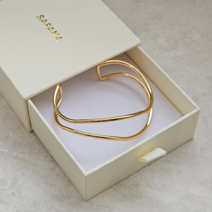 Double Curved Bangle I Gold Stacking Bangles I Adjustable waterproof bangle