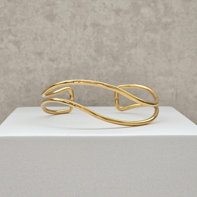 Double Curved Bangle I Gold Stacking Bangles I Safana Jewellery