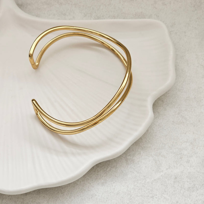 Double Curved Bangle I Gold Stacking Bangles I Safana Jewellery