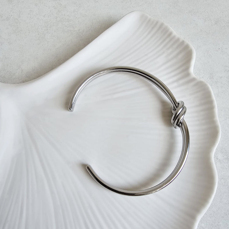 Double Knot Bangle Silver I Non Tarnish Stacking Bangle I Safana Jewellery