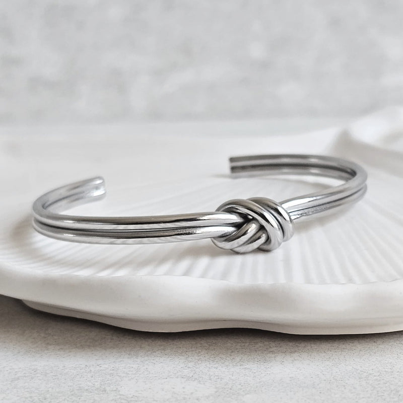 Double Knot Bangle Silver I Non Tarnish Stacking Bangle I Safana Jewellery