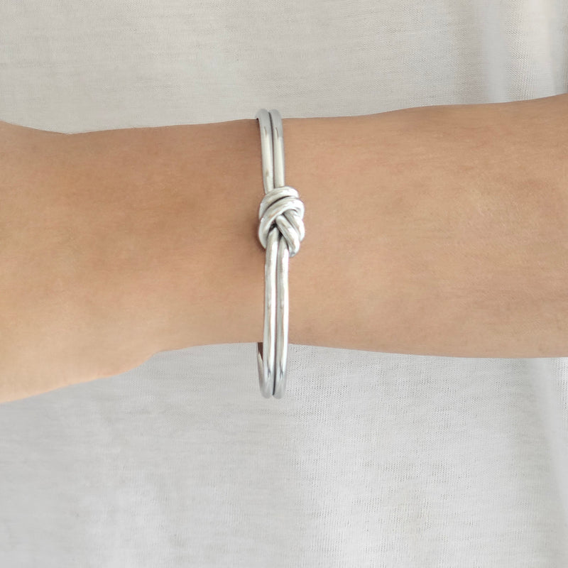Double Knot Bangle Silver I Non Tarnish Stacking Bangle I Safana Jewellery