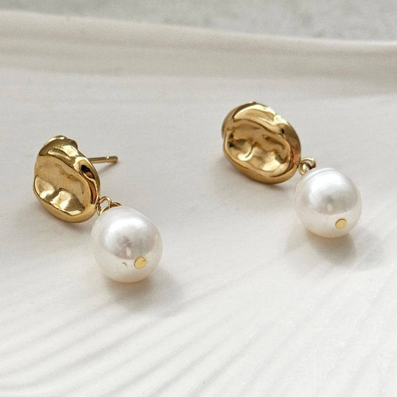 Baroque Pearl Drop Earrings I  Gold Pearl Bridal Earring
