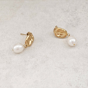 Baroque Pearl Drop Earrings I  Gold Pearl Bridal Earring
