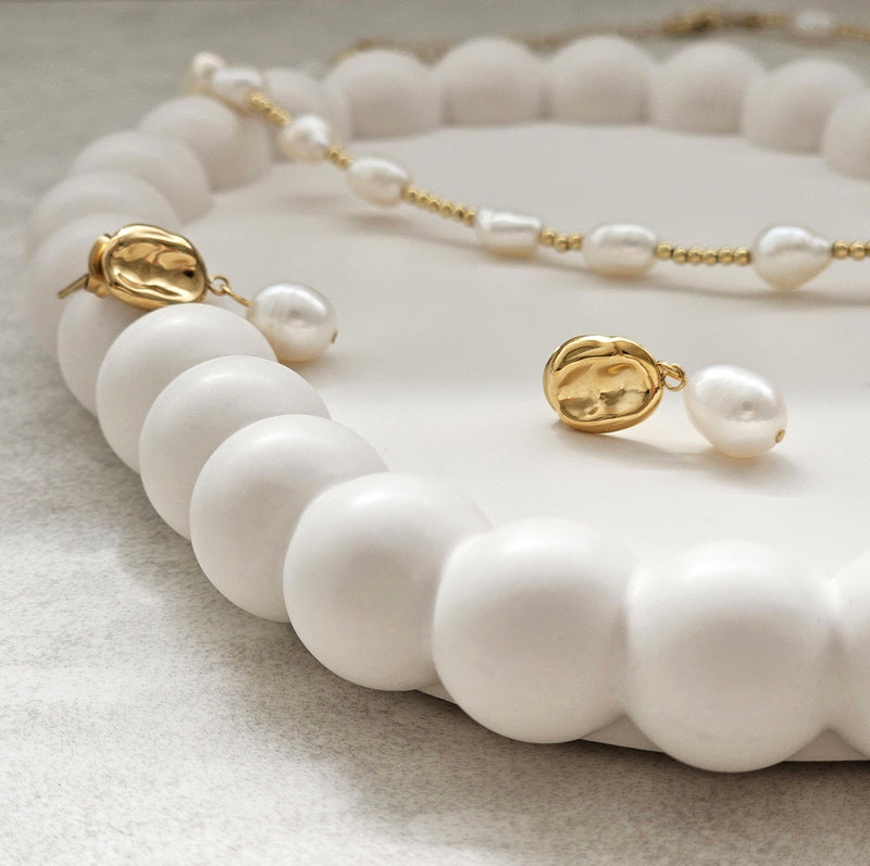 Baroque Pearl Drop Earrings I  Gold Pearl Bridal Earring