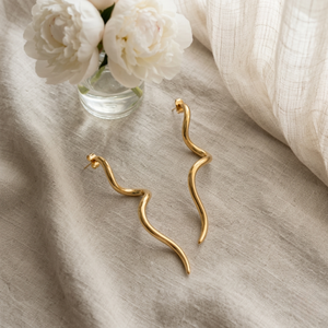 Spiral Earrings Gold I Waterproof Non Tarnish Jewellery