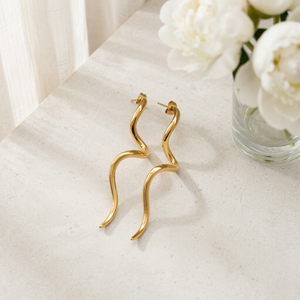 Spiral Earrings Gold I Waterproof Non Tarnish Jewellery