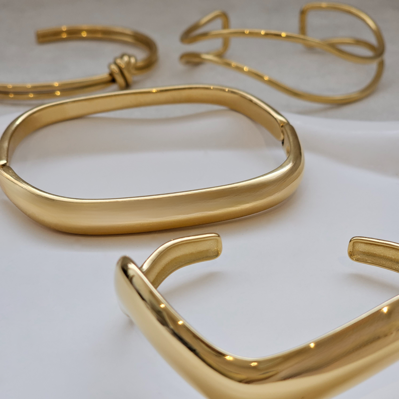 Double Curved Bangle I Gold Stacking Bangles I Safana Jewellery