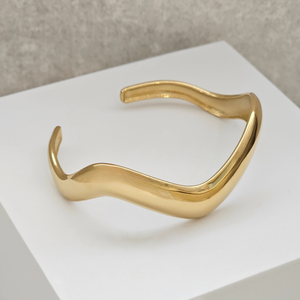 Thick Gold Cuff Bangle I Non Tarnish Stacking Gold Bangle I Safana Jewellery