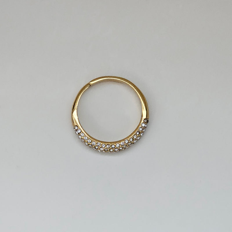 Diamond Dome Ring, tarnish free waterproof gold stacking ring
