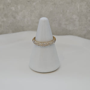 Diamond Dome Ring, tarnish free waterproof gold stacking ring