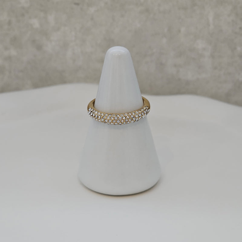 Diamond Dome Ring, tarnish free waterproof gold stacking ring
