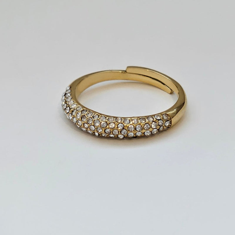 Diamond Dome Ring, tarnish free waterproof gold stacking ring