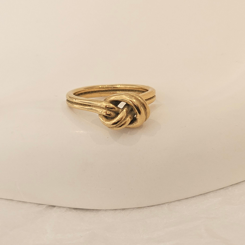 Knot Ring Gold, tarnish free waterproof gold stacking rings