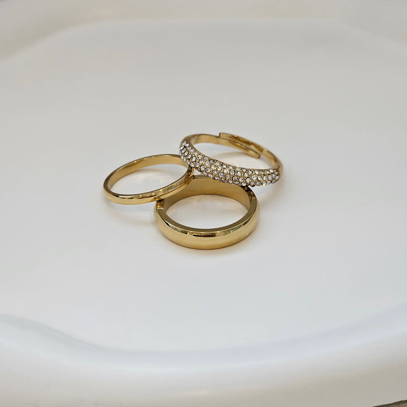 Diamond Dome Ring, tarnish free waterproof gold stacking ring