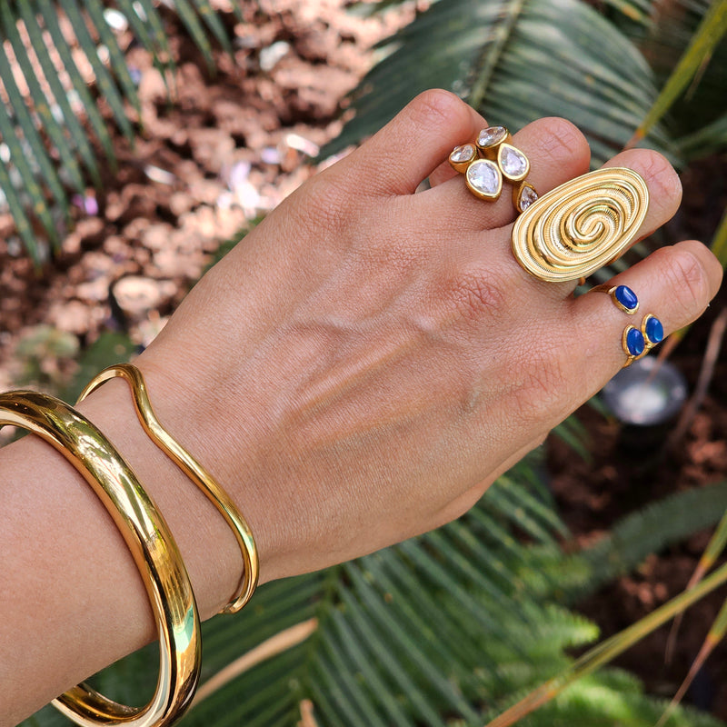 Oval Non Tarnish Gold Ring | Gold Waterproof Summer Jewellery | Safana Jewellery
