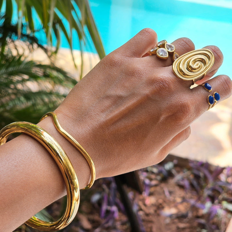 Oval Non Tarnish Gold Ring | Gold Waterproof Summer Jewellery | Safana Jewellery