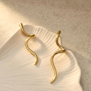 Spiral Earrings Gold I Waterproof Non Tarnish Jewellery