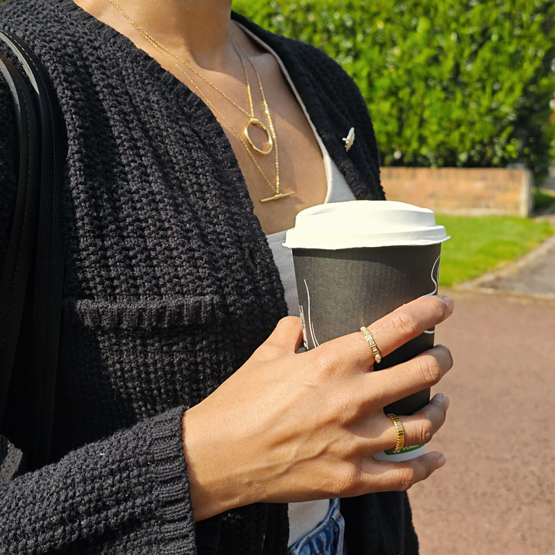 T Bar Circle Necklace, multi layered necklace, tarnish free jewellery