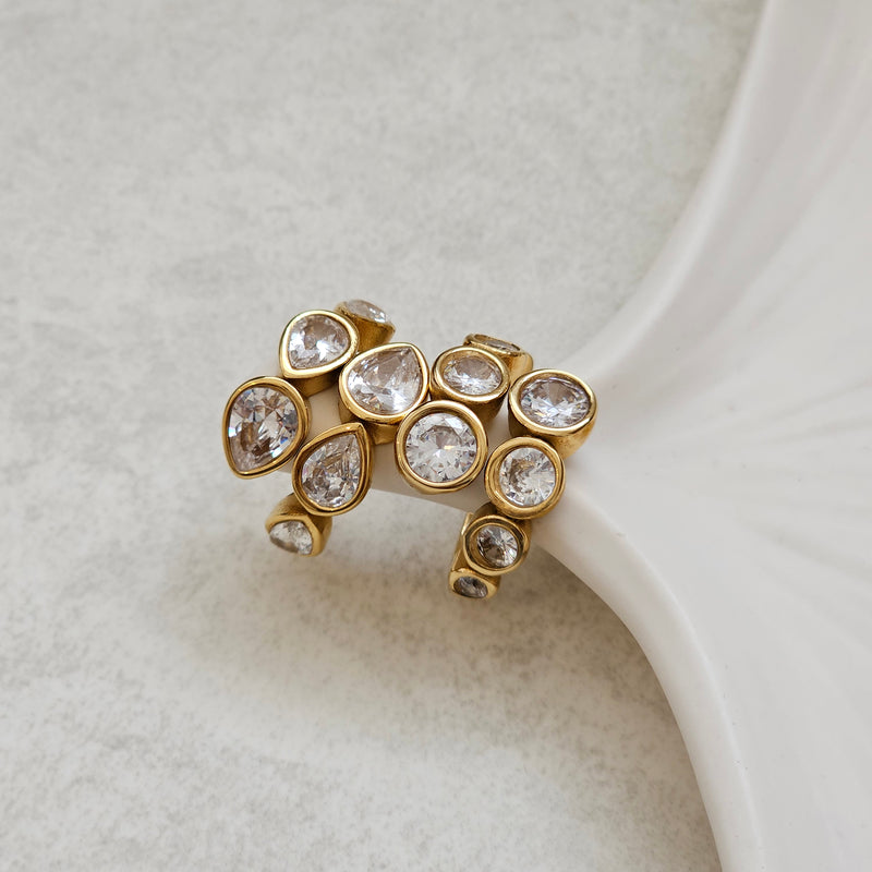 Diamond Crossover Ring I Non Tarnish Waterproof Ring I Safana Jewellery