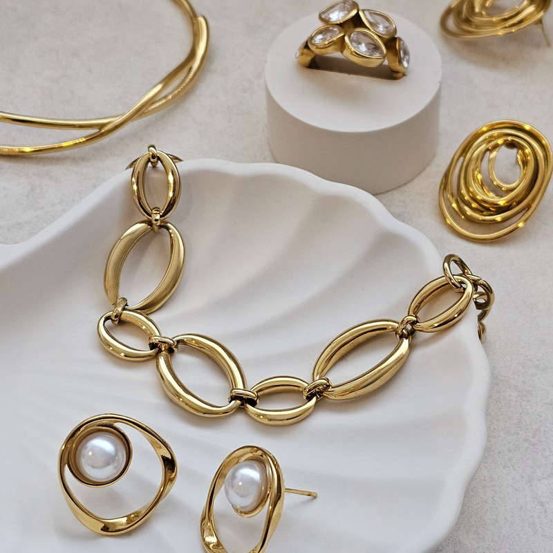 Chunky Oval Link Bracelet | Waterproof Non Tarnish Gold Jewellery