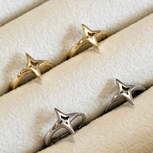 dainty gold stacking hoops star
