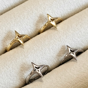 dainty silver stacking hoops star