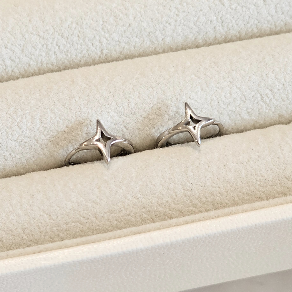 dainty silver stacking hoops star