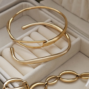 Organically Shaped Bangle Gold I Non Tarnish Waterproof Jewellery