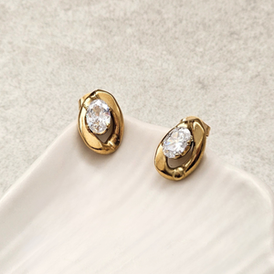 Oval Shaped Diamond Studs | Waterproof Jewellery