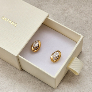 Oval Shaped Diamond Studs | Waterproof Jewellery