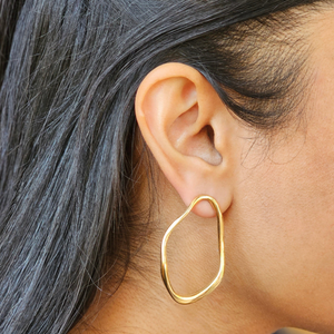 Organic Shaped Hoops Gold | Waterproof Jewellery