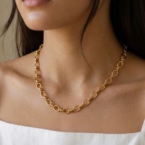 Oval Link Chain Necklace Gold | Waterproof Non Tarnish Jewellery