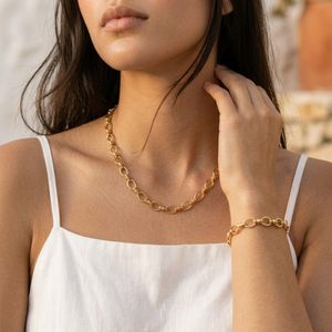 Oval Link Chain Necklace Gold | Waterproof Non Tarnish Jewellery
