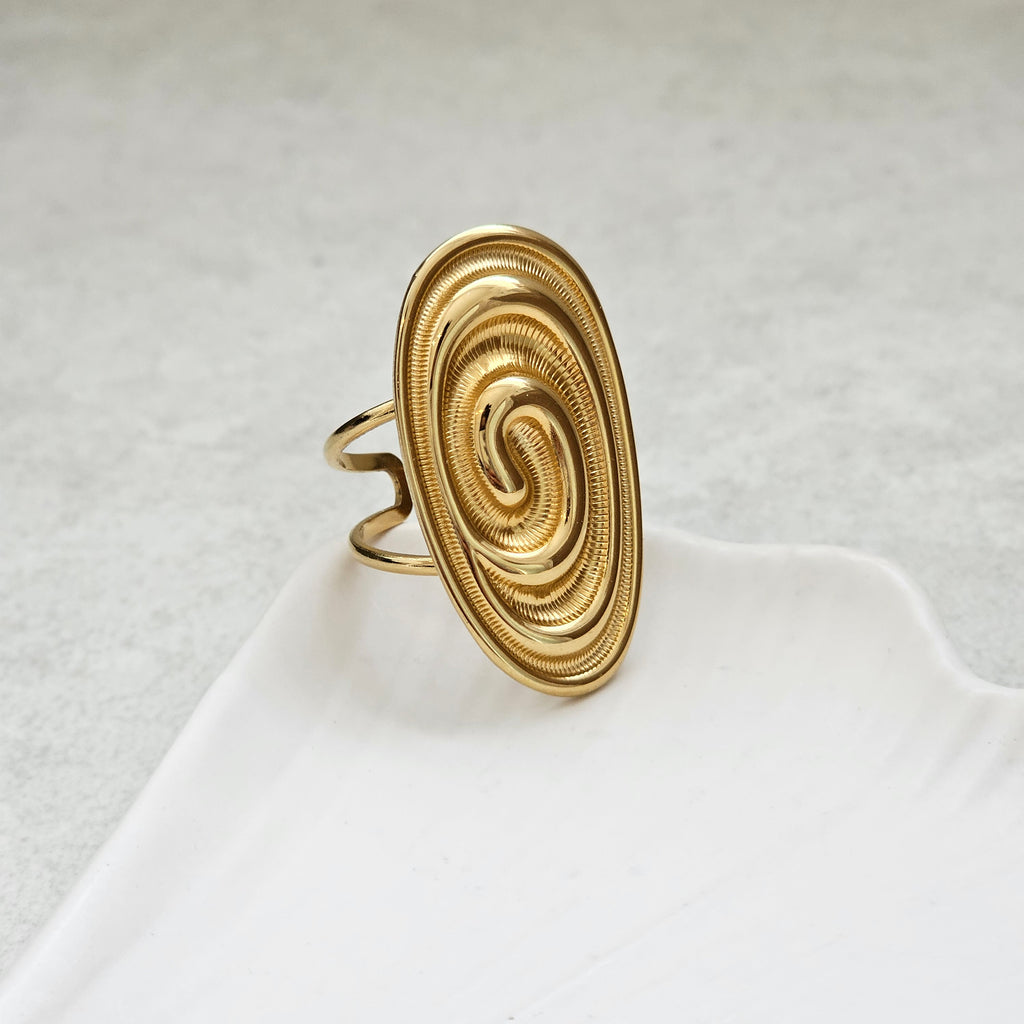 Oval Non Tarnish Gold Ring | Gold Waterproof Summer Jewellery | Safana Jewellery